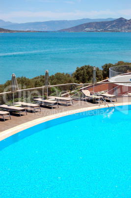 Swimming pool at luxury villa, Crete, Greece