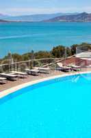 Swimming pool at luxury villa, Crete, Greece