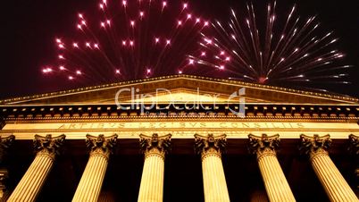 Colorful fireworks explode over ancient city building 3