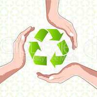 recycle icon with hands
