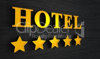 5 Sterne Hotel Schild - Gold auf Schwarz