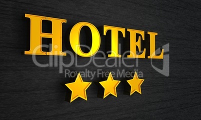 3 Sterne Hotel Schild - Gold auf Schwarz