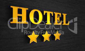 3 Sterne Hotel Schild - Gold auf Schwarz