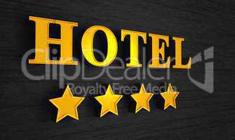 4 Sterne Hotel Schild - Gold auf Schwarz