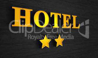 2 Sterne Hotel Schild - Gold auf Schwarz
