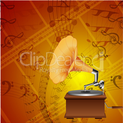 music card with gramophone