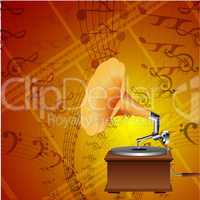 music card with gramophone