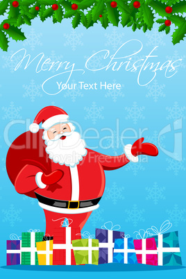 merry christmas card with santa