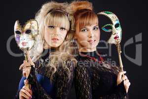 Two beauty sisters with mask
