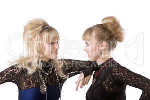 two pretty girl in lace talk