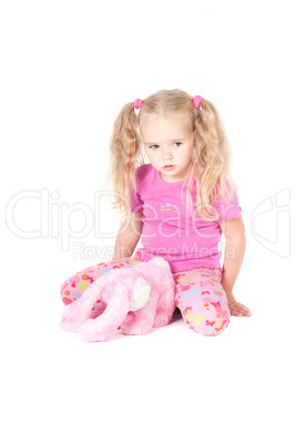 Little cute girl in studio