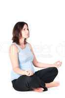 Portrait of pretty pregnant woman practicing yoga