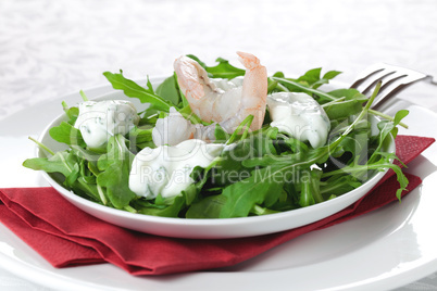 Salat mit Garnele und Remoulade / salad with shrimp and remoulad