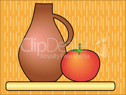 Jug with a tomato