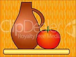 Jug with a tomato