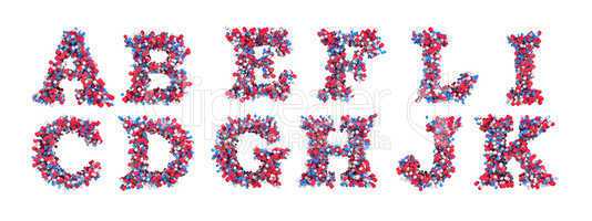 Abstract 3D font A-L letters isolated