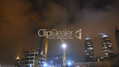time lapse. night building construction. 24fps.