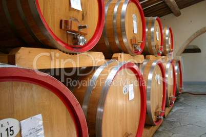 Wine Barrels in a Cellar