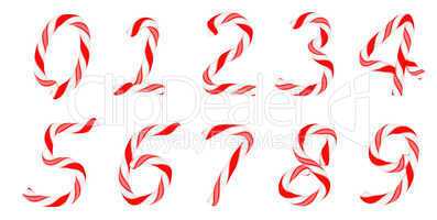 Candy cane font 0-9 numerals