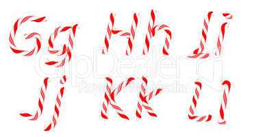 Candy cane font G - L letters isolated