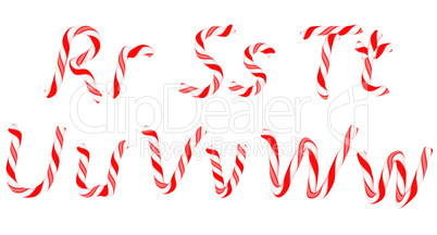 Candy cane font R - W letters isolated