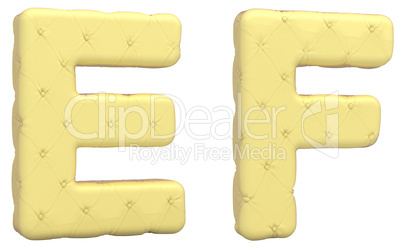 Luxury soft leather font E F letters isolated