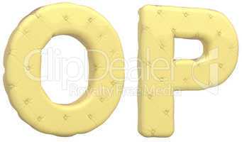 Luxury soft leather font O P letters