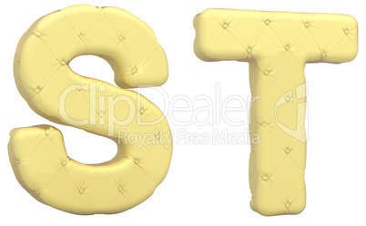 Luxury soft leather font S T letters