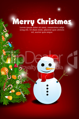 merry christmas card with snowman