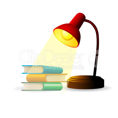 study lamp with books