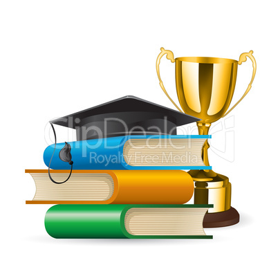 trophy with books