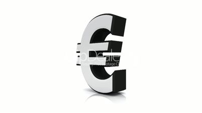 3D Euro symbol - Silber Schwarz in Rotation