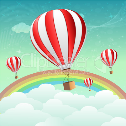 parachutes with rainbow