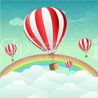 parachutes with rainbow