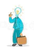 businessman with electric bulb head