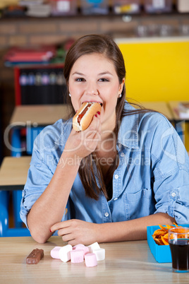 Eating a hotdog