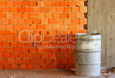 Brick wall on a building site