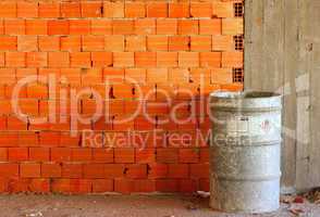 Brick wall on a building site
