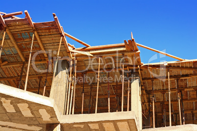 Concrete shuttering on a construction site