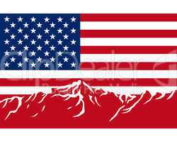 Gebirge mit Fahne der USA