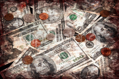 Dollarscheine und -münzen
