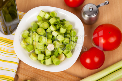 Lauch und Tomaten