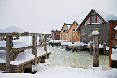 Bootshäuser im Winter
