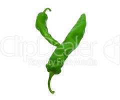 Letter Y composed of green peppers