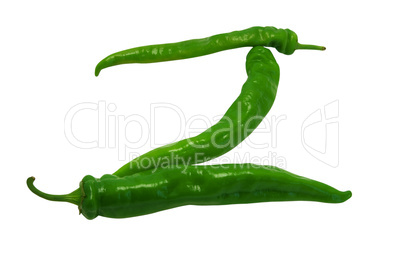 Letter Z composed of green peppers