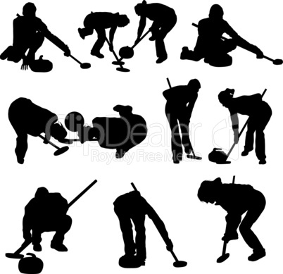 curling silhouette set