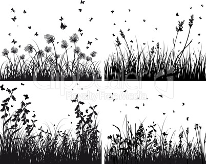 set of grass silhouettes