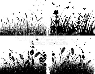 set of grass silhouettes