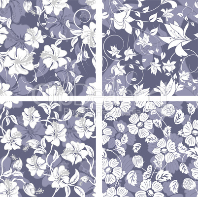 seamless floral pattern set