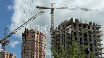 construction site and cranes - summer view